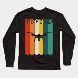 Drones Vintage Style Piloten Long Sleeve T-Shirt